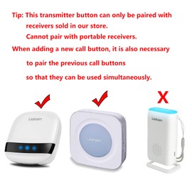 LIOTOIN Wireless Caregiver Pager Call Buttons for Home/Elderly 2 Waterproof Transmitters（Only Works When paired with a Liotoin Receiver） Without Receiver