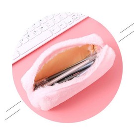 (Black+Gray) Pencil Case, 5 Colors Pen Pouch Bag Girl Cute Plush Soft Fluffy Pencil Pen Case Cosmetic Bag Pencil Holder Holder Makeup Pouch with Zipper Khaki/Gray/Dark Pink/Light Pink/Black