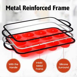 FUNBAKY Silicone Muffin Pan With Metal Frame, Muffin Tins Nonstick 12 Cups Regular Size Muffin Pan for Baking Muffin, Cupcake Food Grade