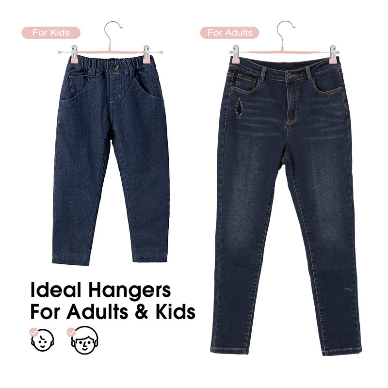 GUANJUNE Thin Trouser Hangers, Non-Slip Pant Hangers with Adjustable Clips,
