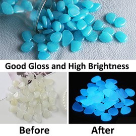 MOCNT Pack of 300 Luminous Stones Garden Glow in the Dark Pebbles Luminous Pebbles Fluorescent Stones for Home Garden Aquarium Decoration White