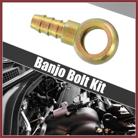 HEROFFIX 1Set Banjo Bolt Kit M16x1.5 Banjo Bolt Hose Barb Fitting Brake Line Fitting Adapter with Copper Washers for Motorcycle Car Iron Bronze Tone Replace Parts