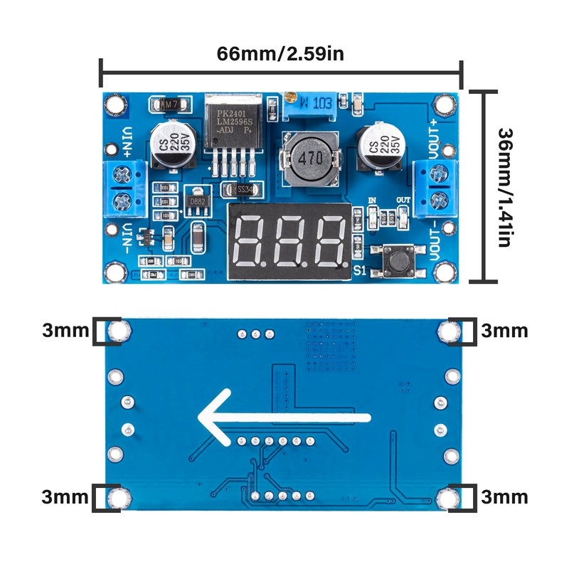 JTAREA LM2596 LM2596S DC-DC Buck Converter Voltage Regulator Adjustable 4.0-40V