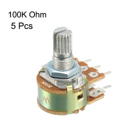 uxcell WH148 100K Ohm Variable Resistors Dual Turn Rotary Carbon Film Taper Potentiometer 5pcs