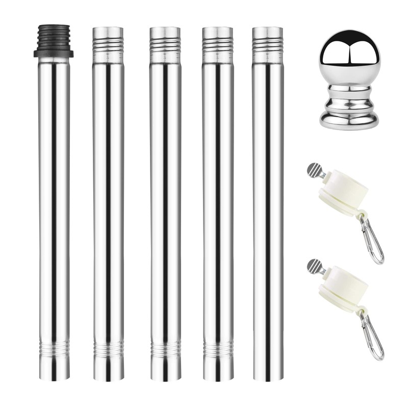 6FT Thickened Flag Pole,Heavy Duty Stainless Steel Flagpole mounting,Rustproof for