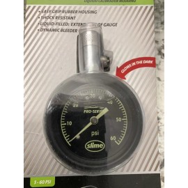 Slime 20289 Pro Series Liquid-Filled Tire Air Pressure Dial Gauge, 5-60 PSI