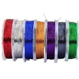 AIMALL 7 PCS Fishing Rod Guide Ring Binding Line - 100m-110m, 300D Diameter, Metal Wire, DIY Rod Modification