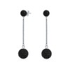 Black Crystal Pave Round Double Disco Ball Drop Sparkle Linear