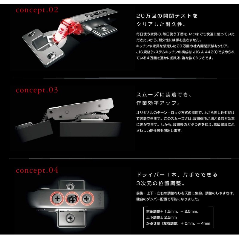 Sugatsune 360-C26-19T 360-C26-19T 360-C26-19T Slide Hinge with C [Washer Screws]
