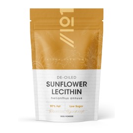 Sunflower Lecithin Powder 100g – De-Oiled 97% Essential Fat – Premium Quality – Resealable and Recyclable Pouch by Alpha01