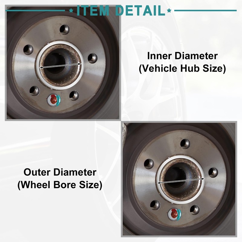 ACROPIX 72.6 to 57.1 mm Hub Centric Rings Silver Tone