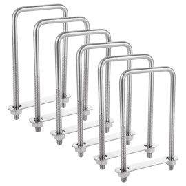 QTLCOHD 6Pcs Square U Bolts 3/8"×3"×7" Stainless Steel U-Bolts with Nuts and ...