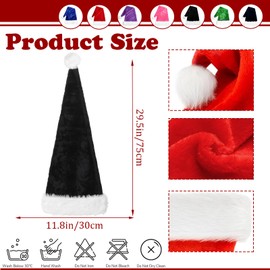 Extra Long Purple Santa Hat Christmas Hats 30 * 75cm for Kids,Adults,Classic Xmas Hat Plush Santa Claus Hat,Unisex Velvet Father Christmas Hat Costume,Christmas Party Hat Cap for Xmas New Year Party