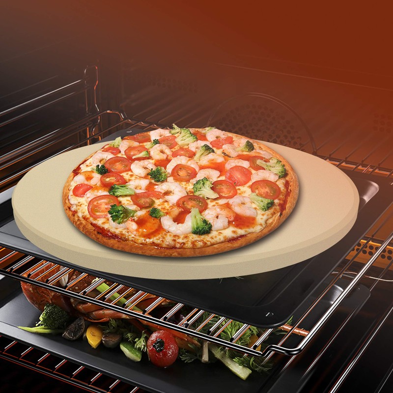 VIKEYHOME Round Pizza Stone, Heavy Duty Cordierite Pizza Grilling Stone,