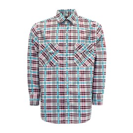 TICOMELA FR Shirt for Men Flame Resistant Shirts 6.5oz Light Weight Brown/Pink Large Plaid Men's Fire Retardant Snap Shirts