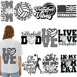 10 Sheets Volleyball DTF Transfers Ready to Press, Volleyball Iron on Transfers, Volleyball Transfer Paper for T Shirts Heat Press, Volleyball Patches Canvas Bag, Pillow, Hoodie DIY Crafts
