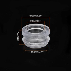 sourcing map 50 PCS Inner Dia 8mm Mount Dia 9.5mm Height 7mm Clear Rubber Wiring Grommets Gasket Ring Cable Protector