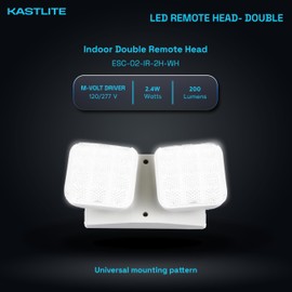KastLite 2.4-Watt Indoor Adjustable Double Head Integrated LED White Emergency Remote Head, 90 Minute Backup Battery, 200 Lumens, 120/277V