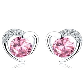 Stud Earrings 925 Silver Small Earrings for Women Sterling Silver Stud Earrings Set with Zirconia for Girls Jewellery Gifts, Sterling Silver, Cubic Zirconia