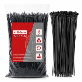 500 Piezas Cinchos de Plastico Autobloqueantes 4x300mm, Bridas para Cables Nylon Resistente UV y Fuego, Resistente a la Tracción, Organizador para Hog