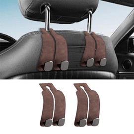ZHUMAOER 2Pack Car Seat Headrest Hooks - Double Hook Design for Handbags, Purses, Bags,Car Purse Hook,Car Accessories for Women(Brown)