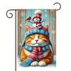 Christmas Garden Flag 12 x 18 Double-Sided Winter Snowman Cat