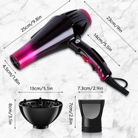 Professional Hair Dryer Ionic Blow Dryer 3500 Watt Powerful Salon Hair Dryers Ceramic Tourmaline Quick Dry Blow Dryer with AC Motor Concentrator Diffuser Attachments