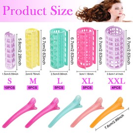PERFETSELL 30 PCS Plastic Hair Rollers Curlers 5 Size Snap on Rollers No Heat Self Grip Hair Rollers for Short Long Hair, DIY Salon Hairdressing Curlers with 5 Duckbill Clips for Barber Hair Dressing