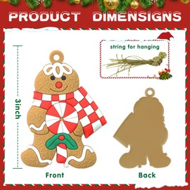 12pcs Gingerbread Man Christmas Tree Ornaments Hanging Plastic Christmas Decorations 3 Inch Holiday Decorations Christmas Decor Winter New Year Party Supplies