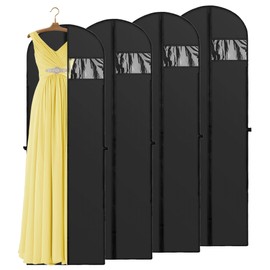 Chumix Kleidersack Lang 180 x 60cm, 4 Stück Faltbare Kleidersäcke mit Reißverschluss, Staubdicht und Atmungsaktive Kleiderhülle mit Griffen, für Brautkleider, Abendkleider, Langer Mantel