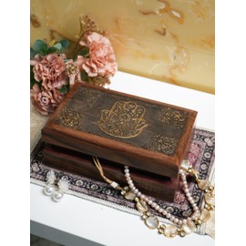 AMERINDIAN Wooden Box 8 x 5 inches Mango Wood Jewelry Organizer Keepsake Treasure Chest Trinket Holder Watch Storage Case Beautifully Handcarved Floral for Home & Decor And Valentine gifting idea