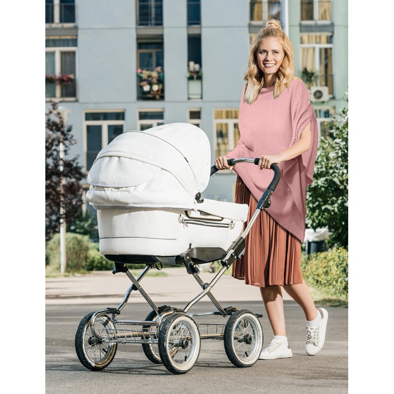 BEWDIO Pink Nursing Cover for Breastfeeding, Soft Breathable Privacy Poncho,