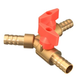 Chiloskit Shut Off 3 Way Ball Valve, Brass 3/8" Hose Barb 2 Switch Y Shaped Valve 3/8 Fitting for Fuel Gas (10mm(3/8"))