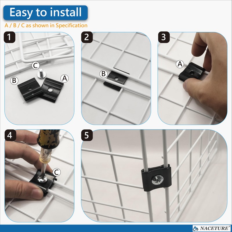 NACETURE Wire Net Connecting Joints, Set of 20, Fixing Clips,