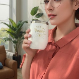 WOSHIDEFA Daughter Gifts - Birthday Gifts for Daughter Christmas from Mum and Dad, Mothers Day Gift, Best Gift for Daughter with Tumbler, Makeup Bag, Butterfly Decor Pink