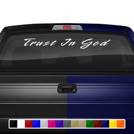 Sticky Creations Trust in God Decal Sticker Windshield Window Vinyl Graphic Banner Rear Back Car Truck SUV Vehicle Christian Faith Quote Bible 36"x4.25"+ (Font-Rapier)