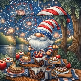 Cute Gnomes Puzzles for Adults 1000 Pieces, PICKFORU Gnome's Celebration Jigsaw Puzzles, Desserts Food Puzzle, Impossible Hard Challenging Festivals Theme