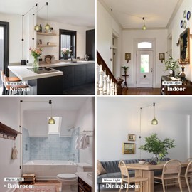 Shenmoyl Plug in Pendant Light Hanging Light Fixture Corded On/Off Switch Brass Pendant Light with Green Tulip Glass Lampshade for Bedroom Living Room Kitchen Island