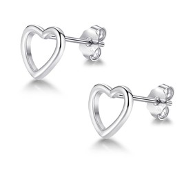 Josfeva 925 Sterling Silver Stud Earrings, Heart Star Cross Stud Earrings for Women Girls, Hypoallergenic Cartilage Earrings Plugs, 925 Silver Flat Simple Stud Earrings, Small Earrings Jewellery in