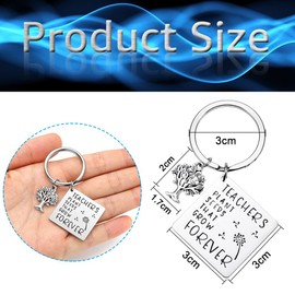 BUENTYA 2 Pcs Teacher Gifts Keyring Appreciation Keychains Thank You Gift Keyring Stainless Steel Rectangular & Tree Shaped Pendant with 2 Gift Boxes for Teacher's Day Thanksgiving Christmas Gifts