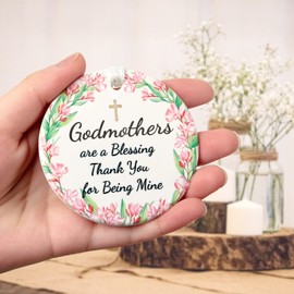 Gifts for Godmother Ornament 2024, Godmother Christmas Ornament 2024, Godmother Gift:Godmothers are a Blessing, Thank You for being Mine, 2.9" Ceramic Godmother Christmas Tree Ornament 2024