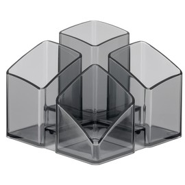 HAN 17450-24, SCALA Desk Tidy. Exclusive design meets function: elegant, glossy and expandable. With 4 compartments und card holder, transparent-grey