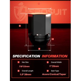 Sposuit M14x1.5 Lug Nuts - Replacement for 1999-2024 Chevy Silverado 1500, 2009-2024 Traverse, 2015-2024 Colorado, 2001-2024 Tahoe, 2007-2013 Avalanche - OEM Factory Style Black Lug Nut(24 Pcs)