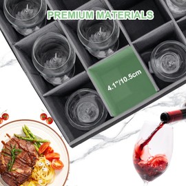 homyfort Stemware Storage Cases - Durable Wine Glass Storage, Hard Shell China Storage Containers 12 Cells, Stackable Crystal Glassware Storage with Label Window, Handles (Dark Grey)