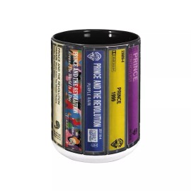 Unbranded Prince Albums Cassette Collection Retro Accent Mug - 11OZ, white cup black handle