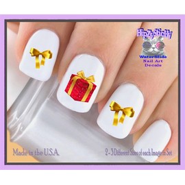 Holiday Christmas - Christmas 826X Holiday Gift and Bow GOLD Nail Decals - WaterSlide Nail Art Decals - Highest Quality! Made in USA