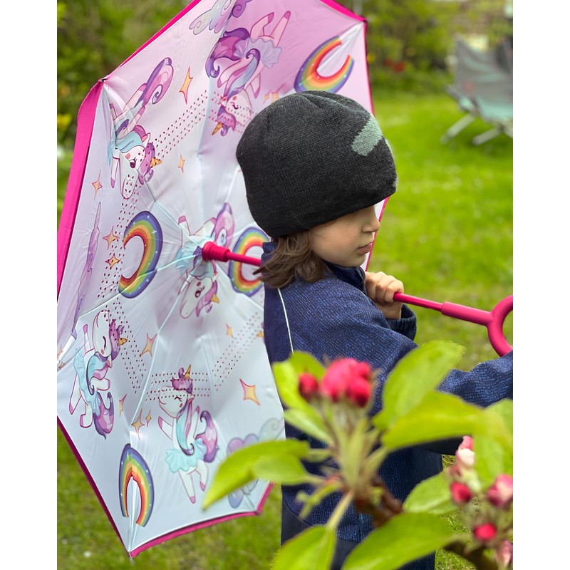 FamZone Children's Umbrella Girls, Reverse Umbrella for Children with Great