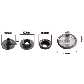 Trimming Shop 10 Set Snap Fasteners Press Studs Heavy Duty Metal Snap Buttons for Clothes Handbag Purse Sewing Craft Leather Jackets DIY Supplies, Gunmetal Black, 15mm