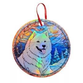 Gulf Coast Laser Graphics Samoyed 3 Design Holographic Dog Ornament