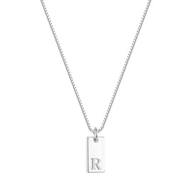 Yimofy Initial Necklace for Women Stainless Steel Women's Dainty Letter Necklace Tiny A-Z Alphabet Pendant Box Chain Choker Necklace R
